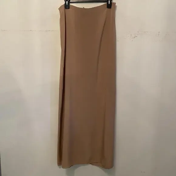 JOHANNA ORTIZ beige champagne satin maxi slip skirt sz L - Picture 7 of 7